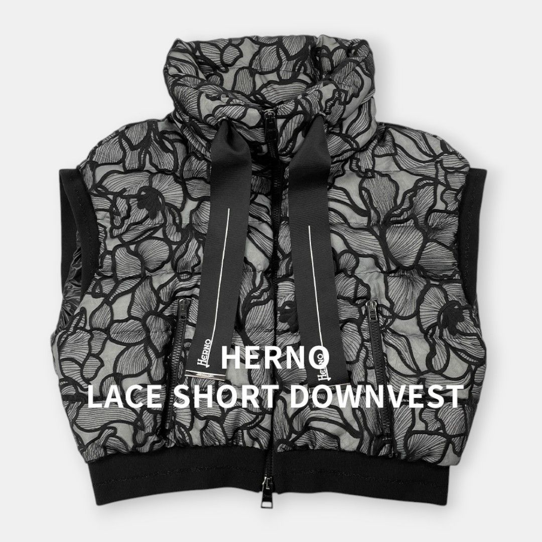 美品 HERNO 23AW フラワー レース 花柄 刺繍 ダウンベスト 40 黒 美品 HERNO 23AW フラワー レース 花柄 刺繍 ダウンベスト 40 黒