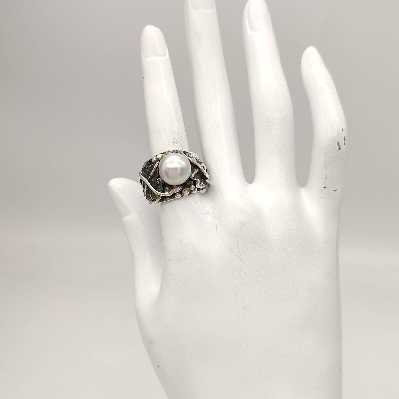 美品】BeBe工房 パールデザインリング SILVER シルバー925 14号 本真珠 