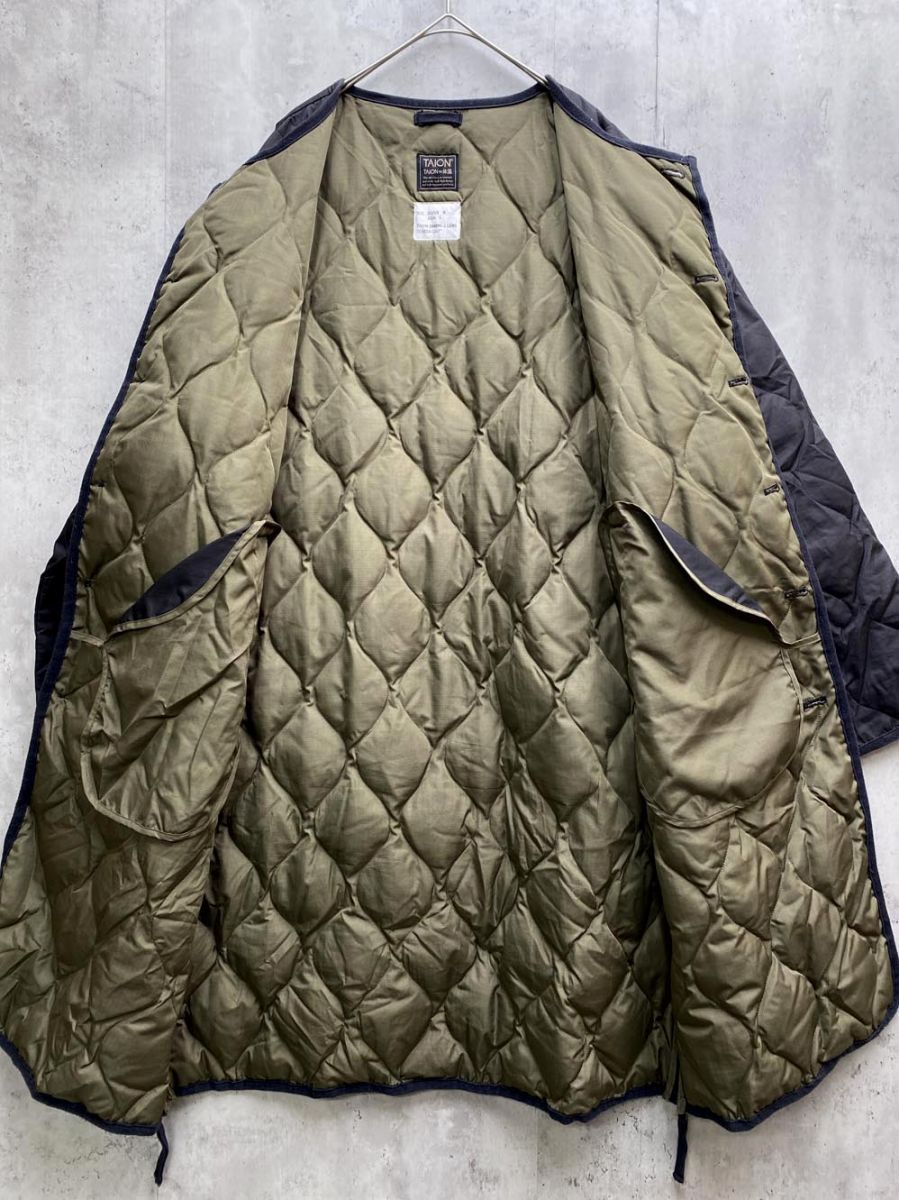 送料無料！ TAION タイオン ノーカラー パイピング キルティング コート sizeM|黒 ◆ ◎レディース