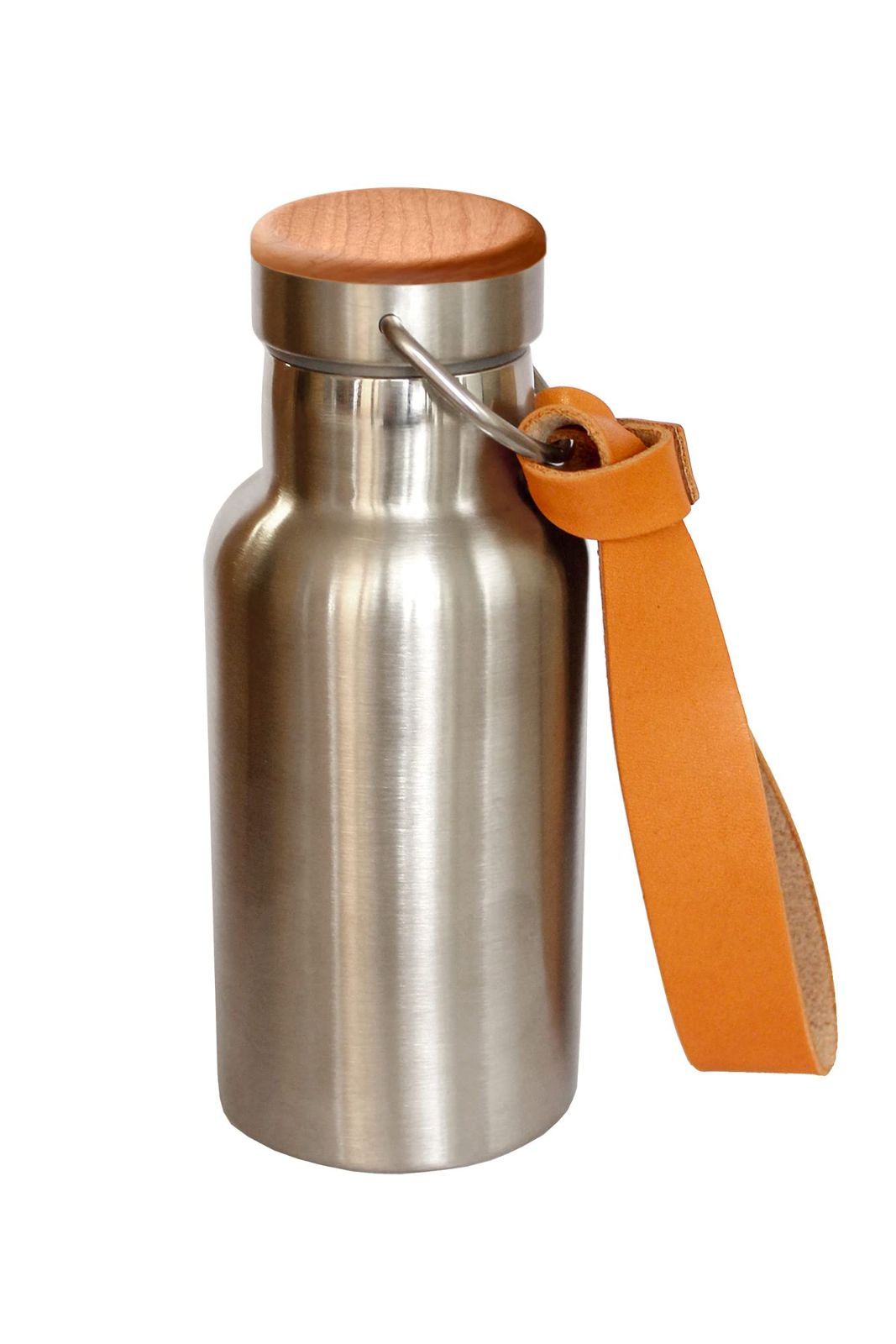 350 Cherry ステンレス素材の水筒に銘木を組み合わせたおしゃれなサーモボトル 革ストラップ付き BOTTLE THERMO Hacoa by LUMBER