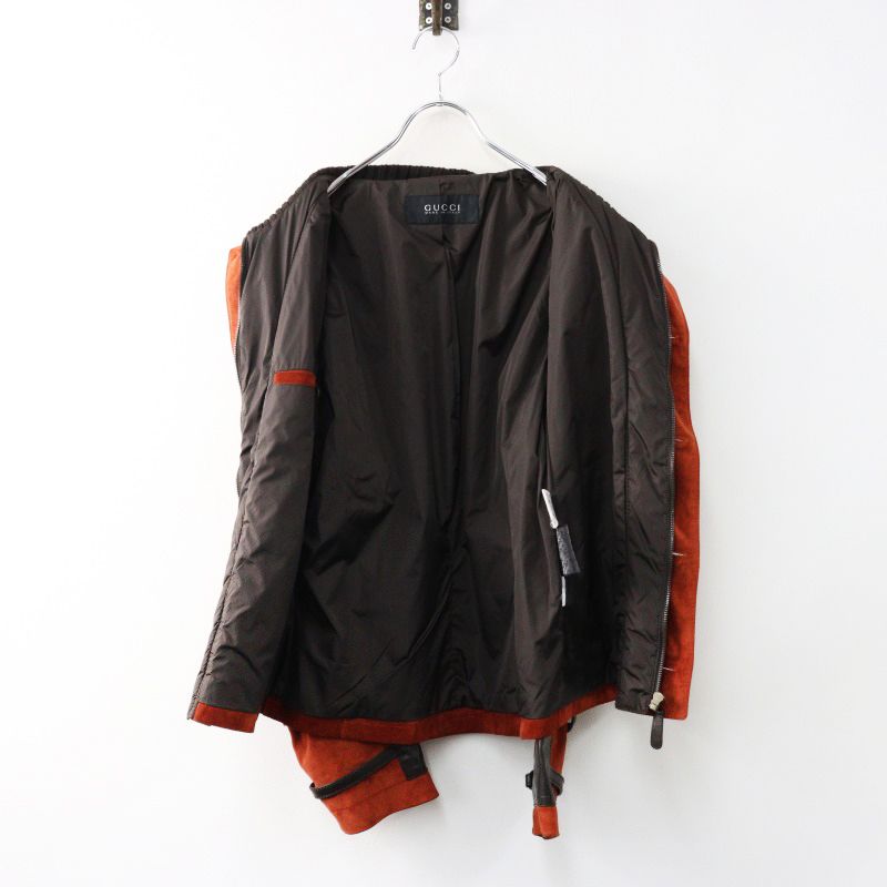 90s Archive GUCCI by Tom ford Suede Leather Military Blouse