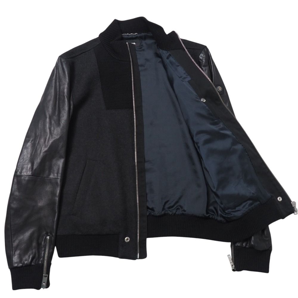 【美品】DIESEL ノーカラーブラックジャケット パウダリーストレッチ黒 ノーカラージャケット セットアップ着用