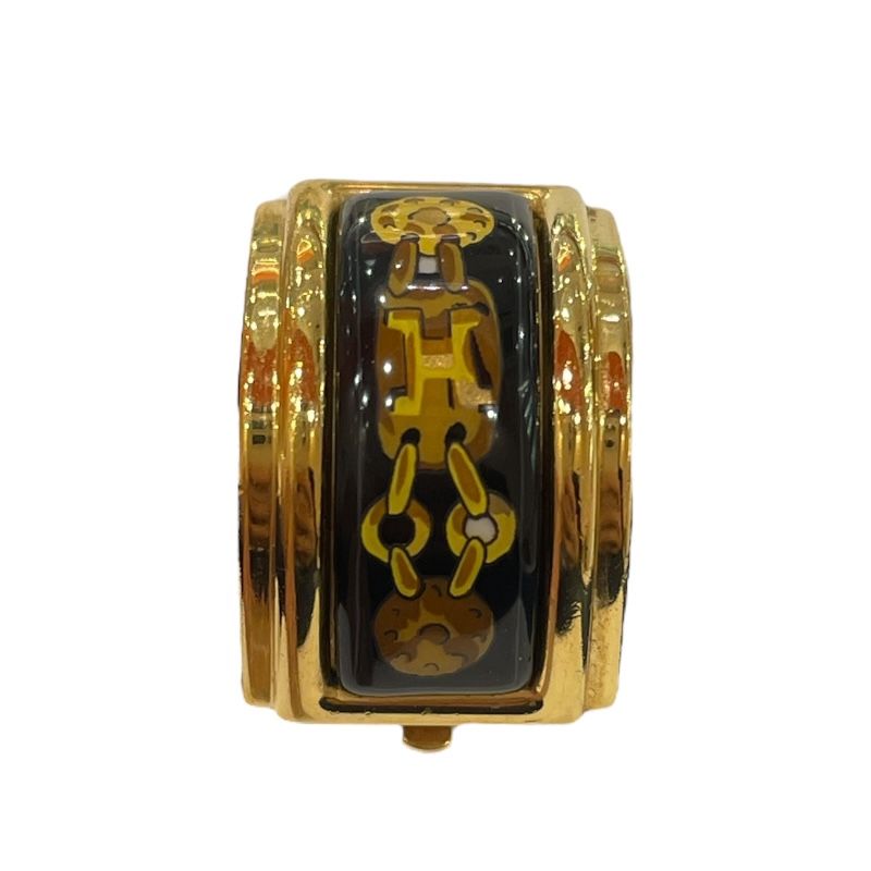 期待の エルメス HERMES エマイユ イヤリング ブラック ゴールド 七宝焼き メタル アクセサリー お見逃しなく！