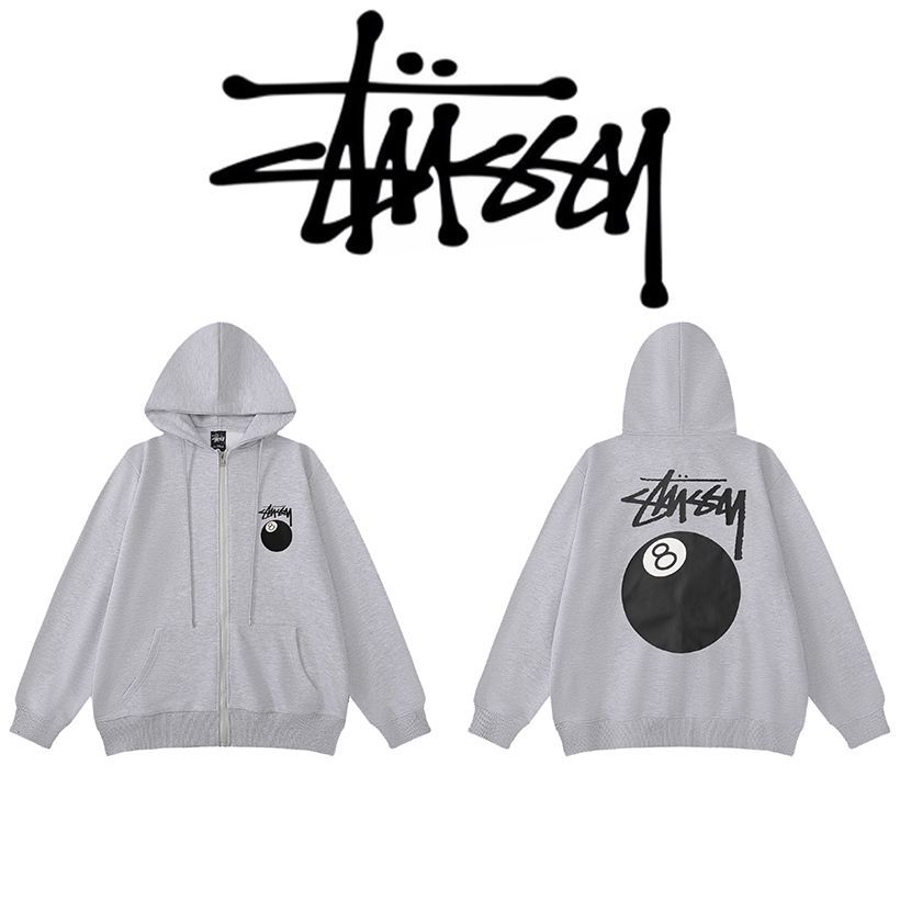 stussy ロングスリーブ フーデッドジップスウェットシャツ