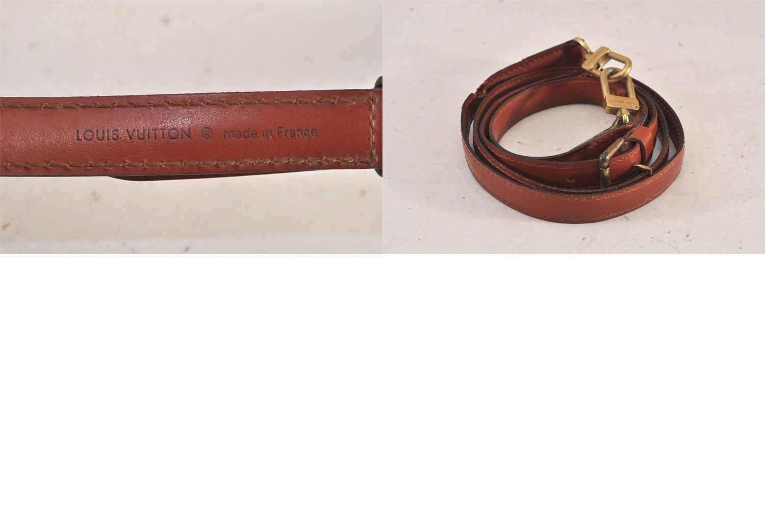 Louis Vuitton レザー ストラップ ブラウン LOUIS VUITTON ルイヴィトン レザー ショルダーストラップ