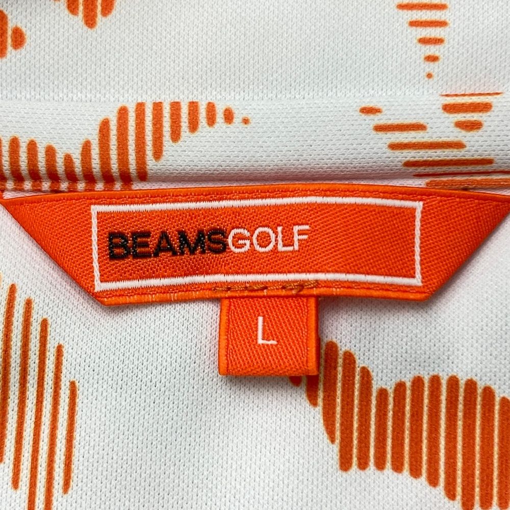 サイズ：L BEAMS GOLF ビームスゴルフ 半袖ポロシャツ ロゴ刺繍 総柄