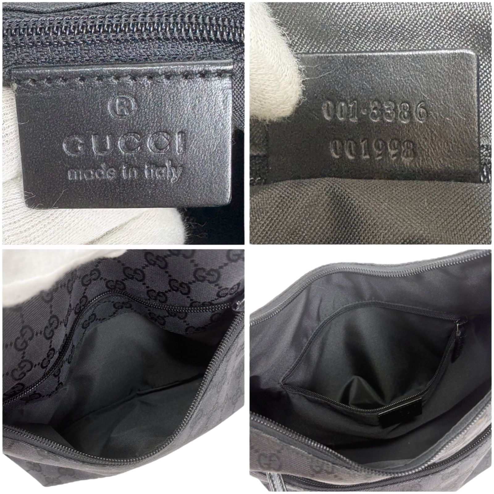 GUCCI グッチ ワンショルダーバッグ GGキャンバス ブラック 黒