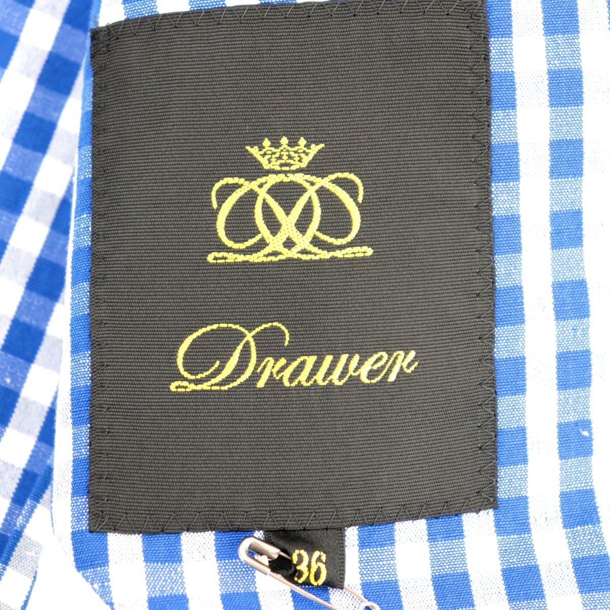 【未使用級】Drawer ドゥロワー ジャケット リネン 麻 ギンガムチェック青 新品同様 ドゥロワー ギンガムチェック コットンリネン