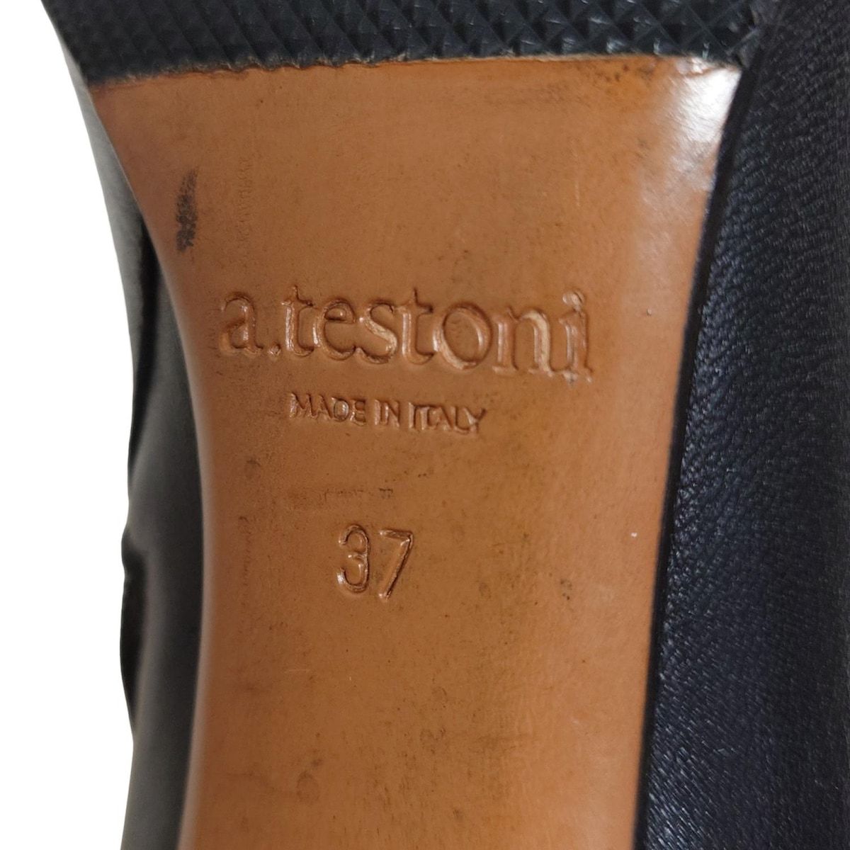 a.testoni ア テストーニ ブーティ 37 レディース - 黒 レザー KIN-KAAI_COM