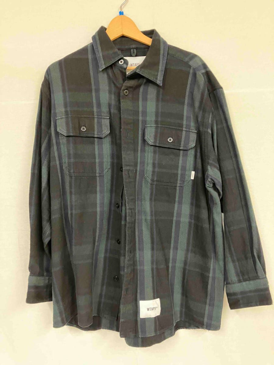 WTAPS ダブルタップス21AW 212TQDT-SHM05 DECK LS COTTON FLANNEL TEXTILE デッキ フランネル シャツ  ネイビー系 サイズM - メルカリ