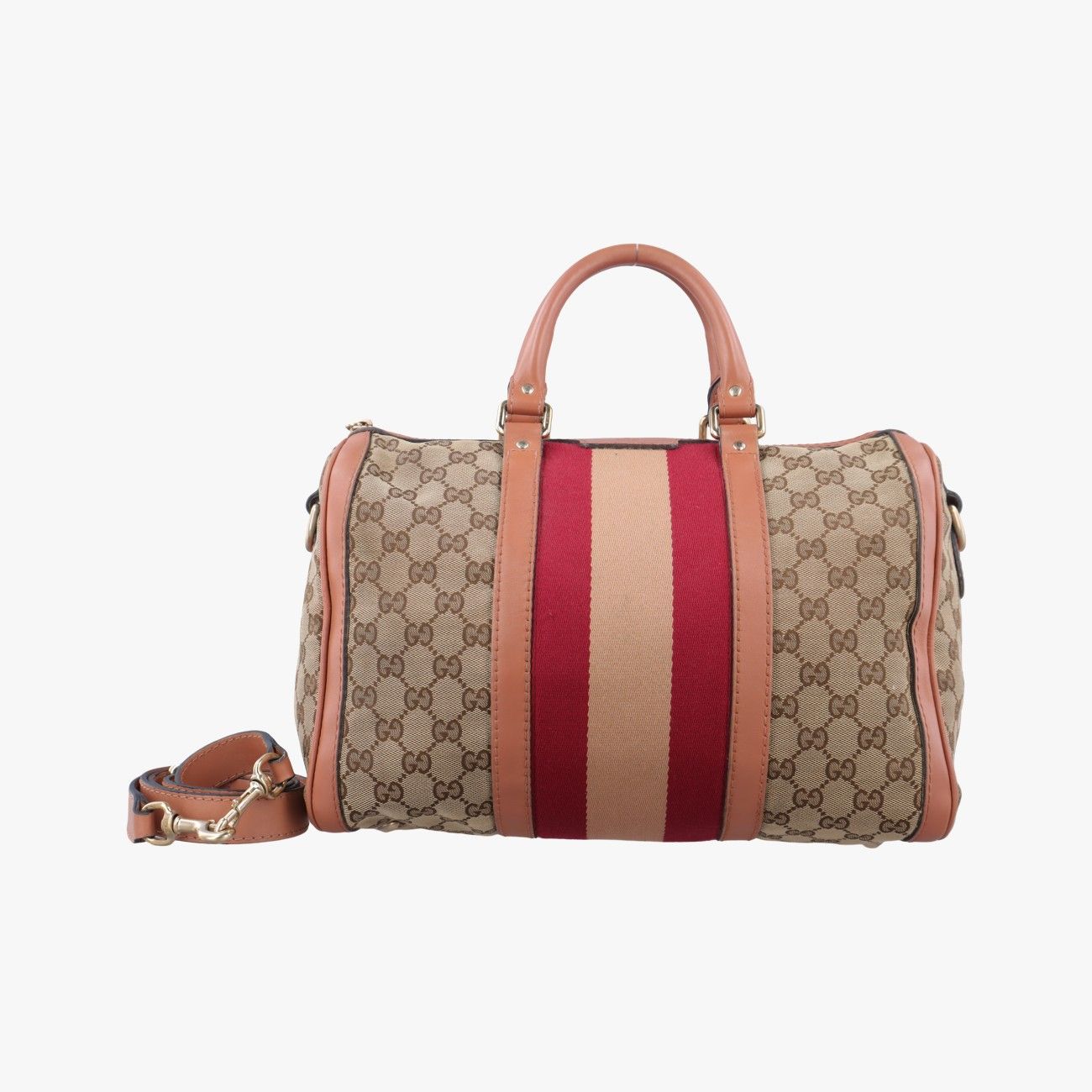 グッチGucciシェリーラインベージュ×レッド×オレンジキャンバス×レザー247205製番不明