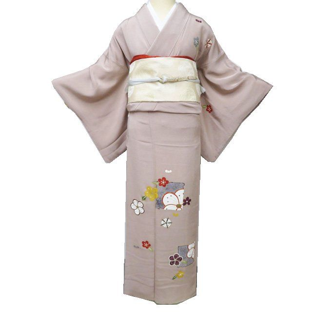 付下げ 付け下げ 訪問着 着物 中古 正絹 縮緬地 袷 金駒刺繍 花