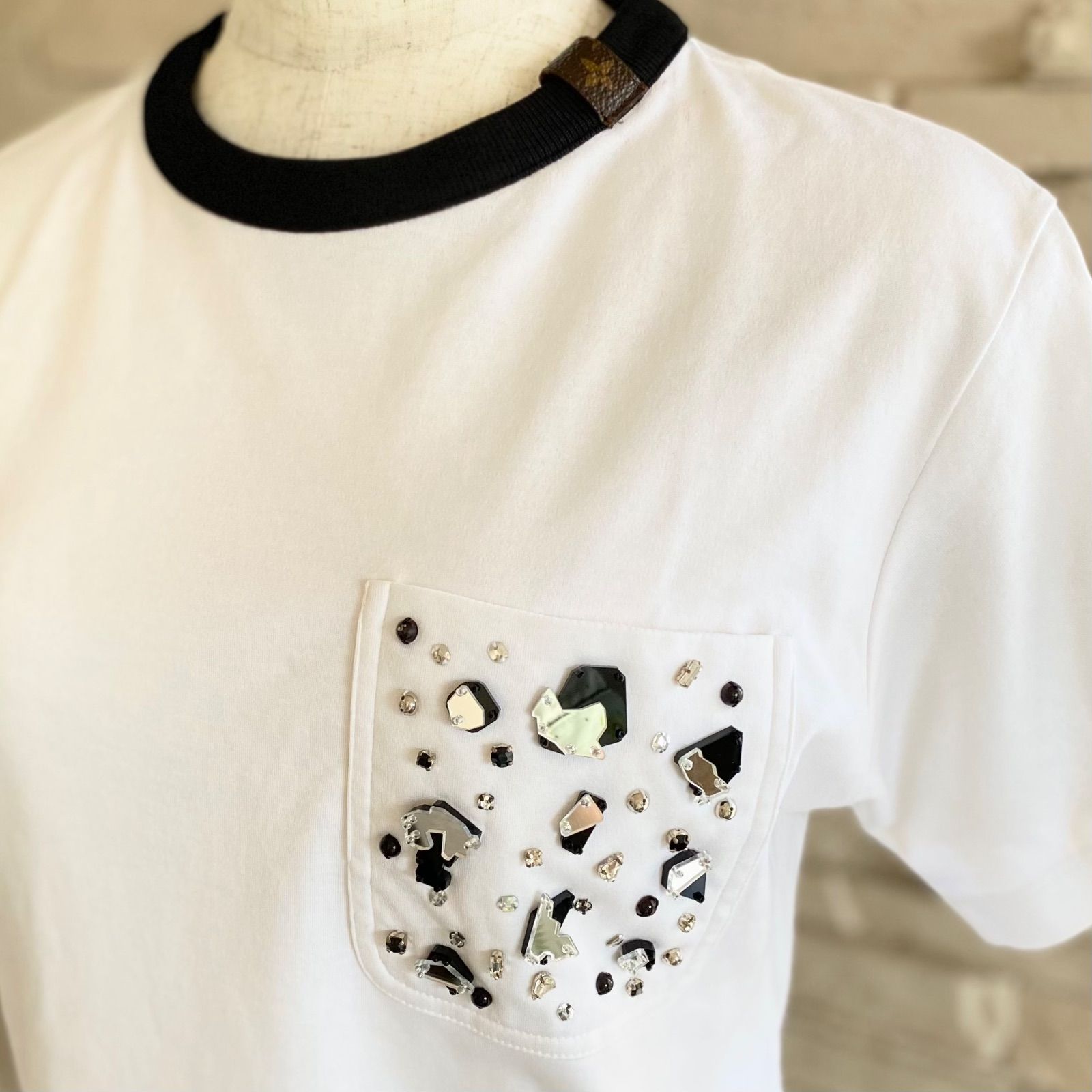 LOUIS VUITTON 】Tシャツ ホワイト ビジュー クリスタル | www