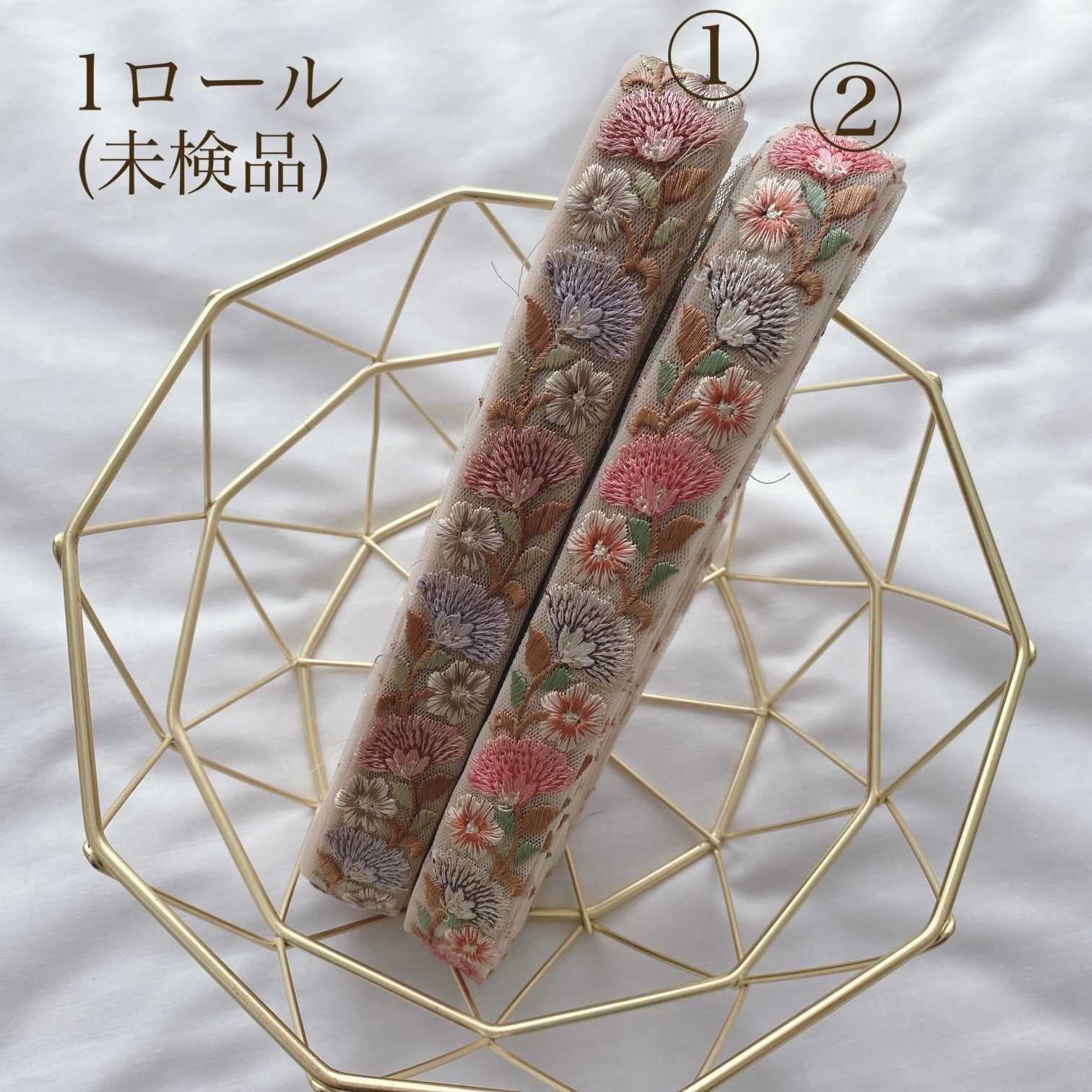 ロール売り】未検品 6.5〜7センチ幅 インド刺繍リボン4本セット 喋れ