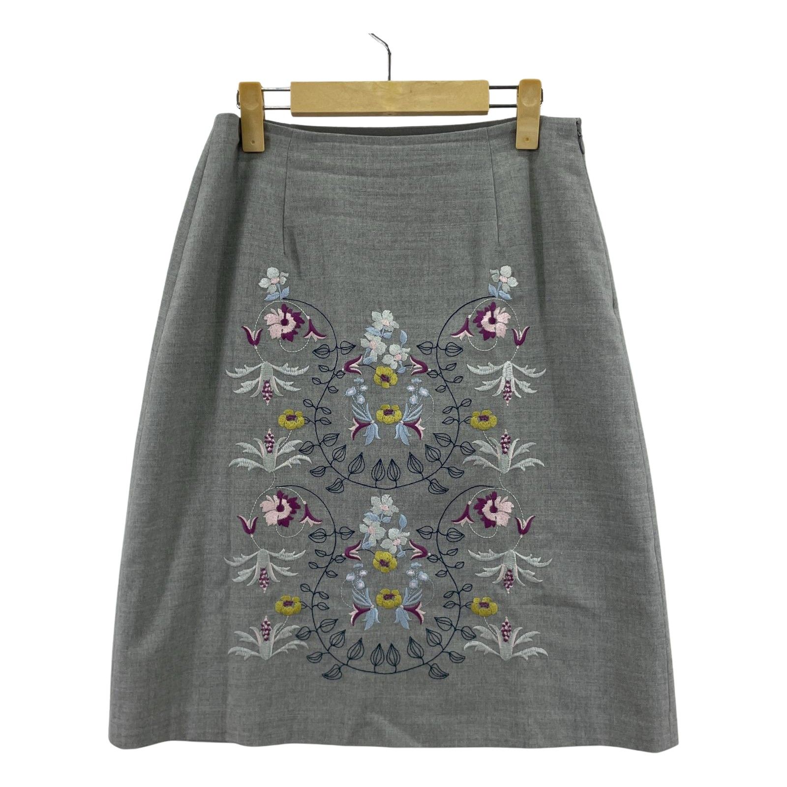 SunaUna スーナウーナ 花柄刺繍スカート size38/グレー - メルカリ