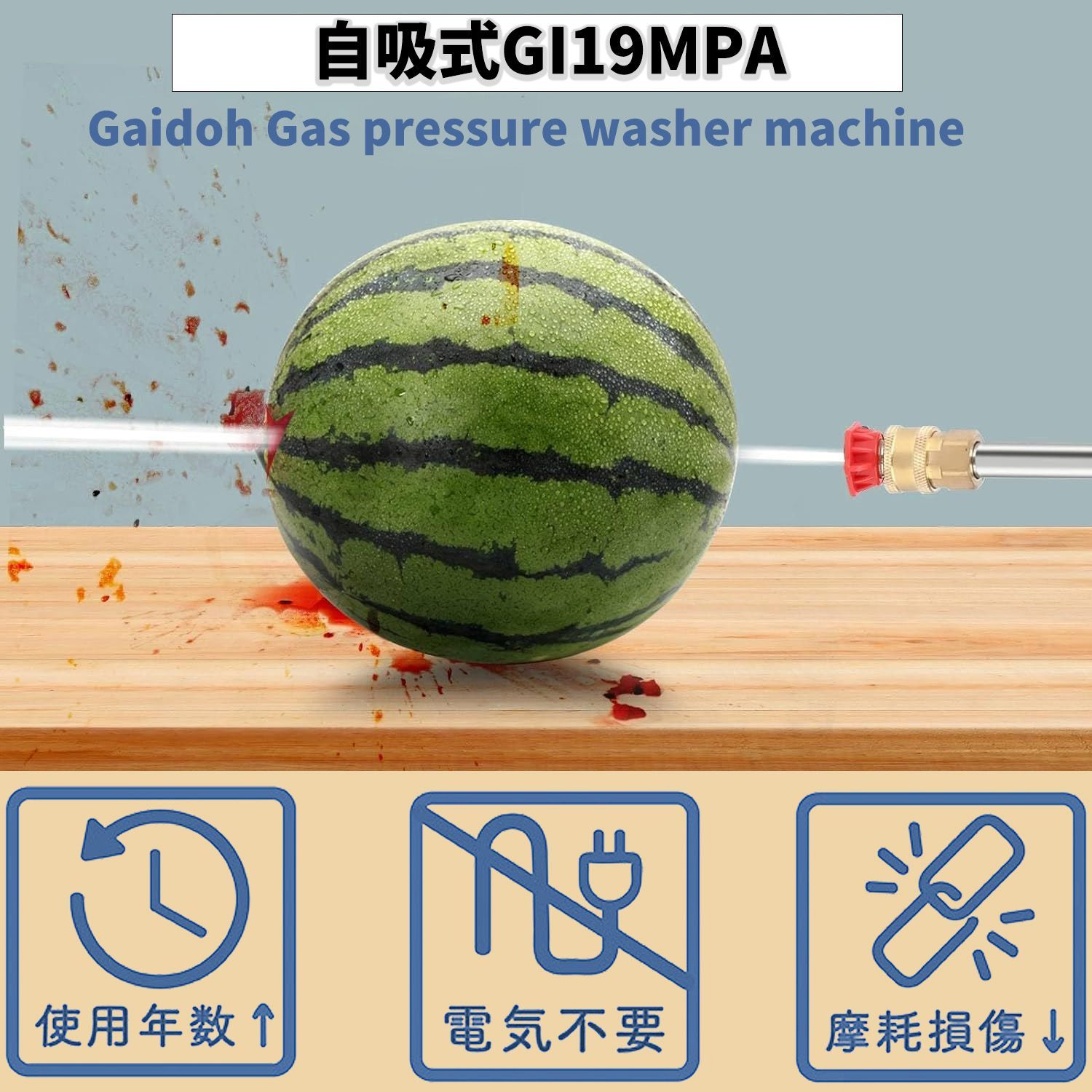 高圧洗浄機エンジン式 Gaidoh エンジ 付き高圧洗浄機 19Mpa 4つの噴射パターン 給水機能付 洗車 定格吸水量9.0L/min ハイパワーな エンジン 高出力4ストローク搭載 - メルカリ