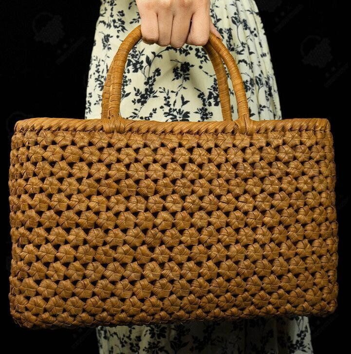 職人の手作り 山葡萄かごバッグ 手編み山葡萄籠バッグ バスケット籐かご 六角編み ハンドバック