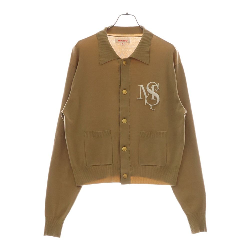 MASU エムエーエスユー 25SS M.S. CREST CARDIGAN 胸ロゴ刺繍 クレスト カーディガン ベージュ M25K6KN001