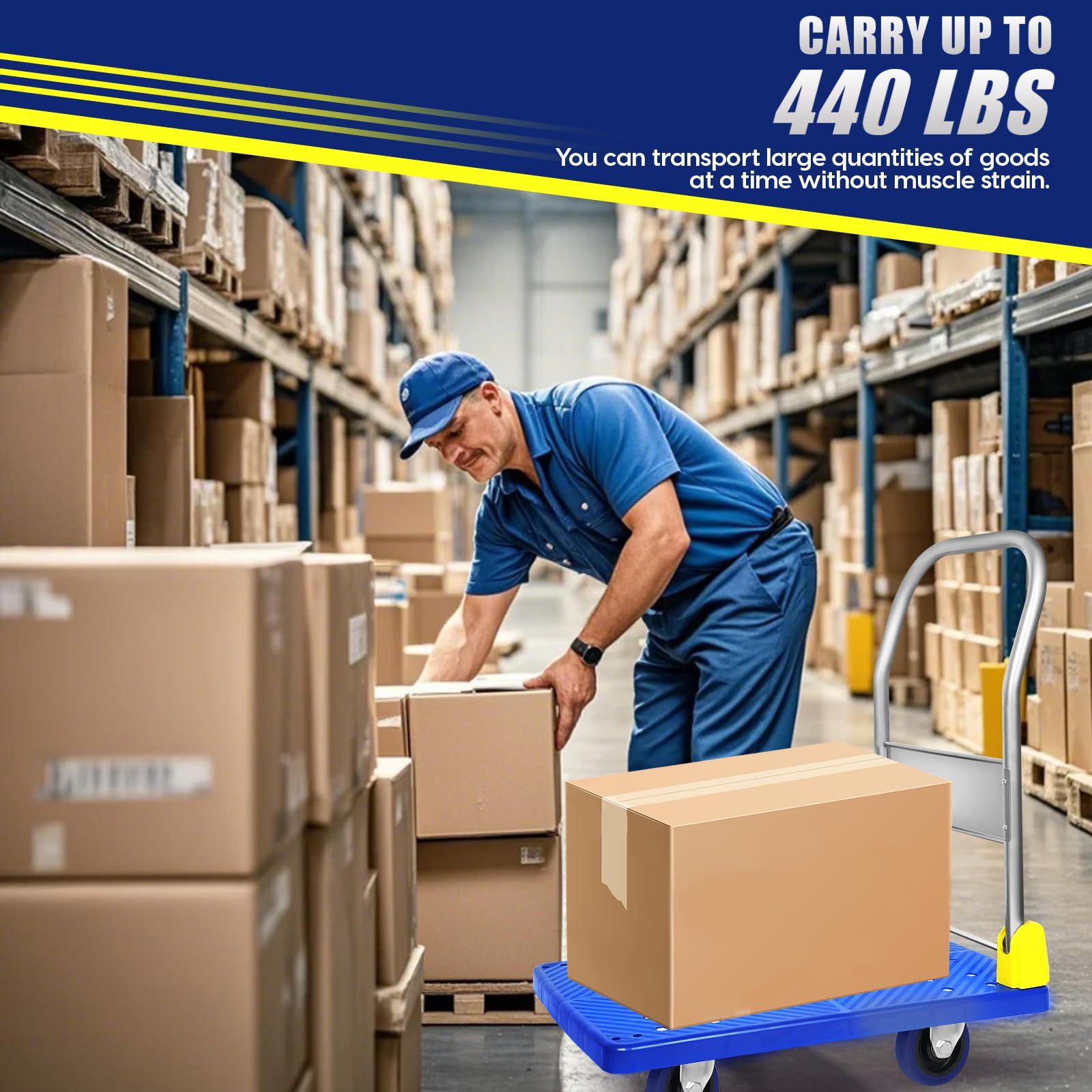 YSSOA台車 折りたたみ プラットフォーム トラック 幅70×奥行50cm 約 耐荷重200KG 360度回転ホイール付き 積み込みと保管用の折りたたみ式プッシュハンドカート 手押し台車 スチール製 静音ホイールを備え HRDEVELOPMENT_JP