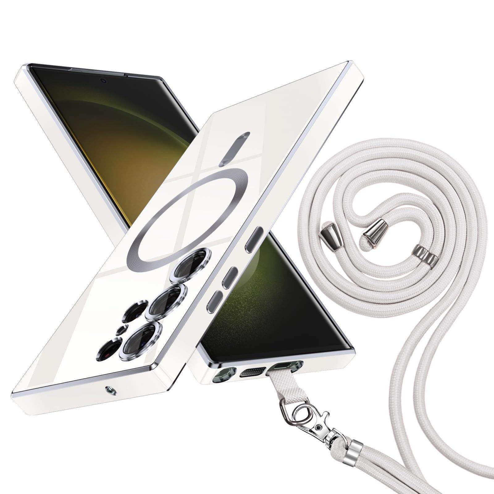Galaxy S23 Ultra ケース ショルダー 耐衝撃 SC-52D SCG20 スマホ カバー 可能 調節可能な ショルダー 肩がけ 首掛け 紐付き 薄型 TPU 吸収 磁気充電 ワイヤレス充電対応 取り外し可能 落下防止 紛失防