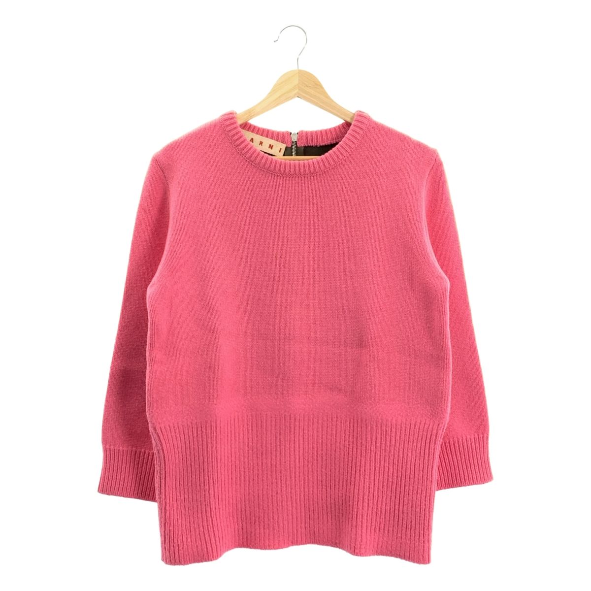 MARNI | マルニ | ウール カシミヤ バックジップ バイカラーニット | 38 | ピンク|カーキ | レディース