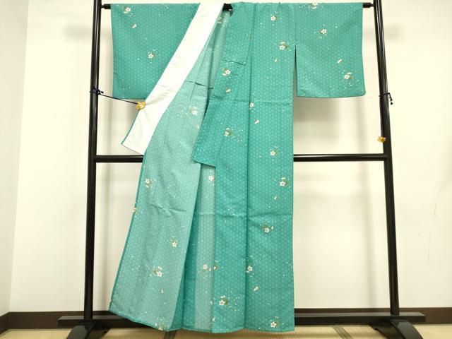 平和屋着物▽小紋 単衣 変わり縞 鬼しぼ縮緬 洗える着物 AAAU8651fy