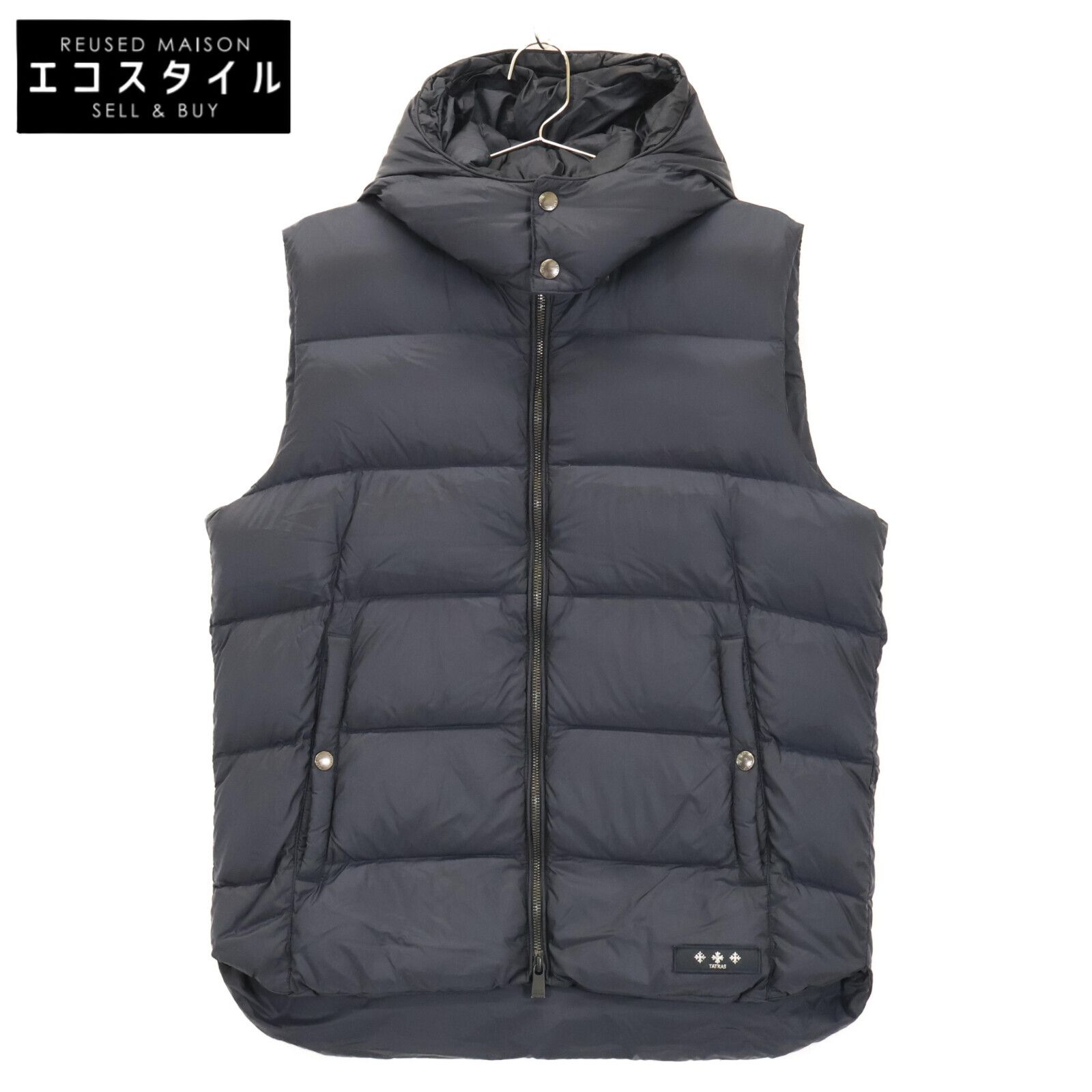 TATRAS ブラックダウンベスト フード付き TATRAS フード付きダウン