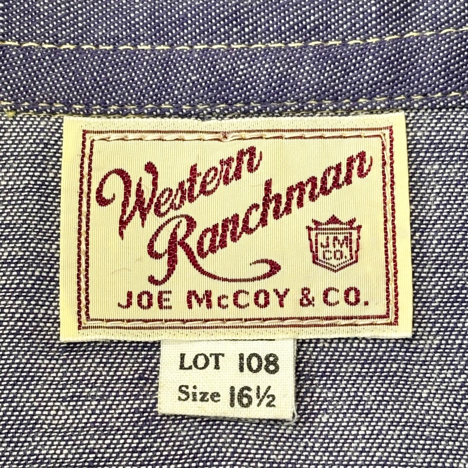 ザリアルマッコイズ The REAL McCOY'S ■【 JOE McCOY & CO. Western Lunch Man Chambray Shirt JSC 750006 】ジョーマッコイ ランチマン シャンブレー ウエスタン シャツ