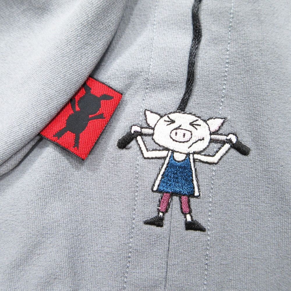 アルベロベロ ALBEROBELLO オレボレブラ ブタさん 刺繍 ジップ カーディガン ジャケット チュール グレー レディース 【中古】 アルベロベロ ALBEROBELLO オレボレブラ ブタさん 花刺繍 ニット