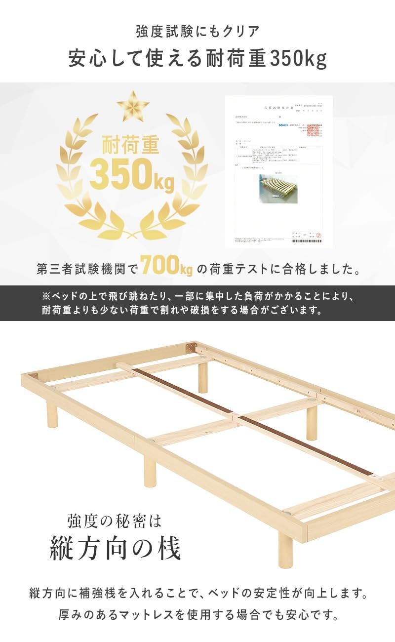 低ホルムアルデヒド シングル 耐荷重350kg フレームのみ ブラック すのこベット ヘッドレスベット WB-7800S-BK ベッド 萩原 WWW_KANDAIZUMI_COM