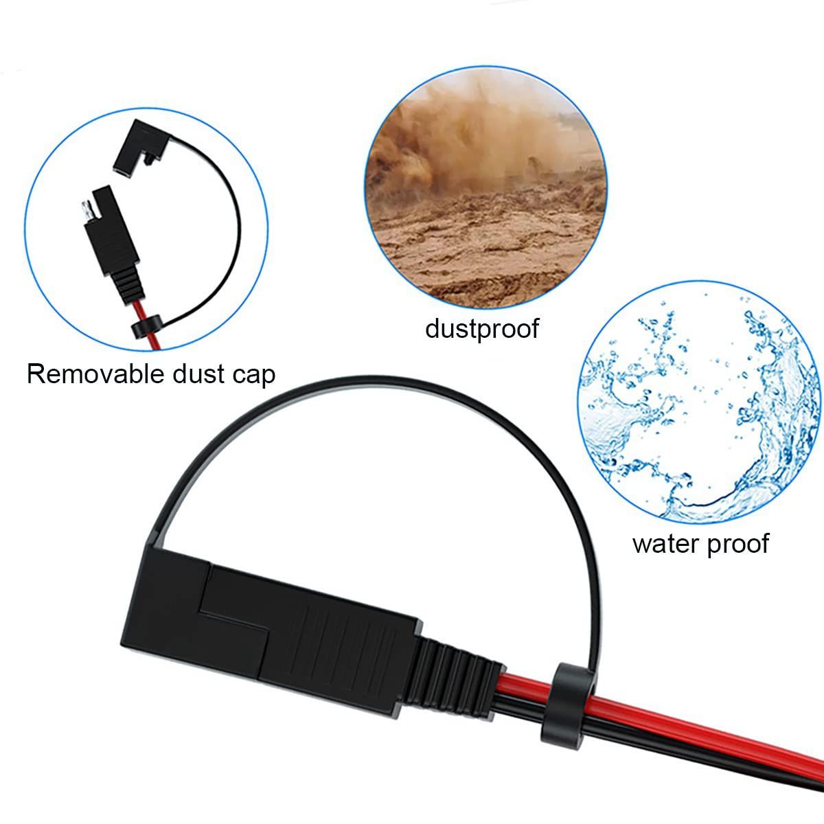 Smarkey SAE-車のシガーライタープラグ オス延長ケーブル SAEクイックリリースアダプター延長充電ケーブル14AWG 15Aヒューズカーバッテリー充電器リード (長さ ...