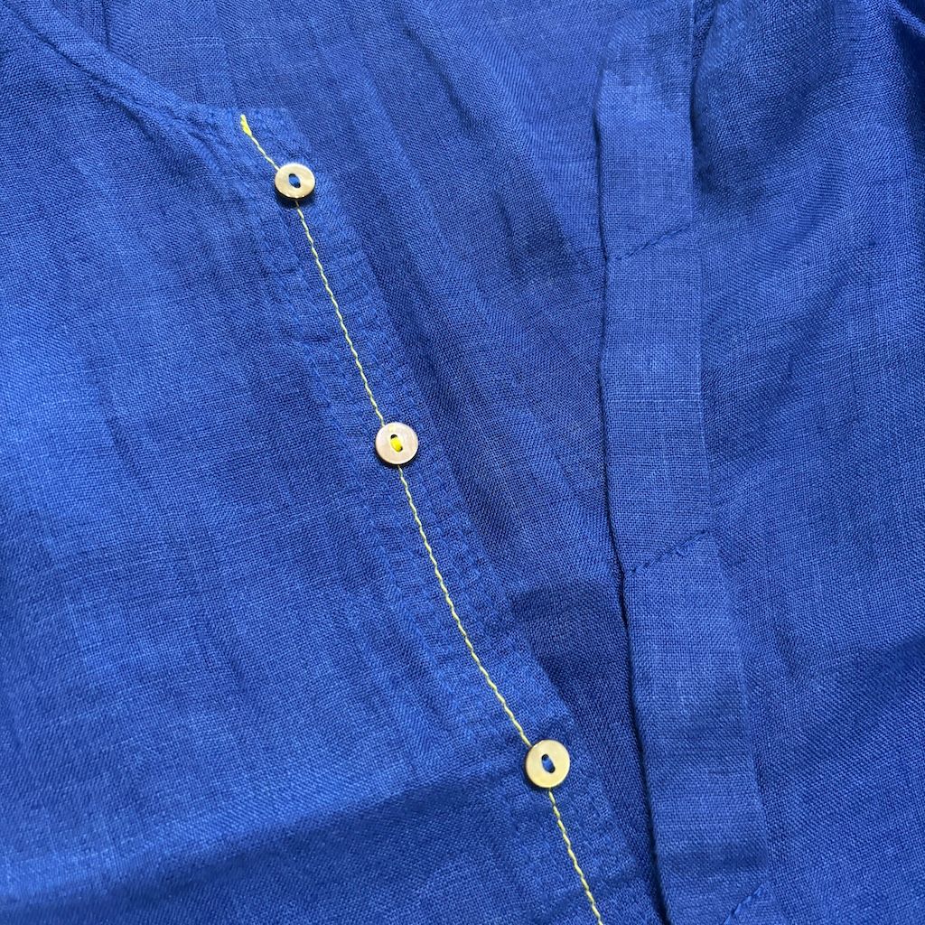 PLEATS PLEASE ISSEY MIYAKE リネン チュニック 半袖 ブラウス シャツ ブルー プリーツプリーズ 5-0617S 263526 PLEATS PLEASE ISSEY MIYAKE リネン チュニック 半袖 ブラウス