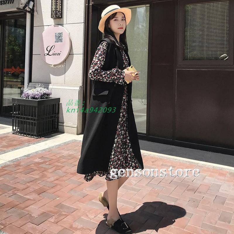 ミモレ丈 ロングベスト ジレ レディース 春夏 トップス ジレ 重ね着 前開き ノースリーブ オフィス 羽織り ジレンチ カジュアル スーツベスト ロングコート kni4a942093