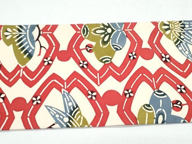 平和屋着物◎塩瀬 九寸名古屋帯 型染め 松竹梅 正絹 逸品 CAAY7513th