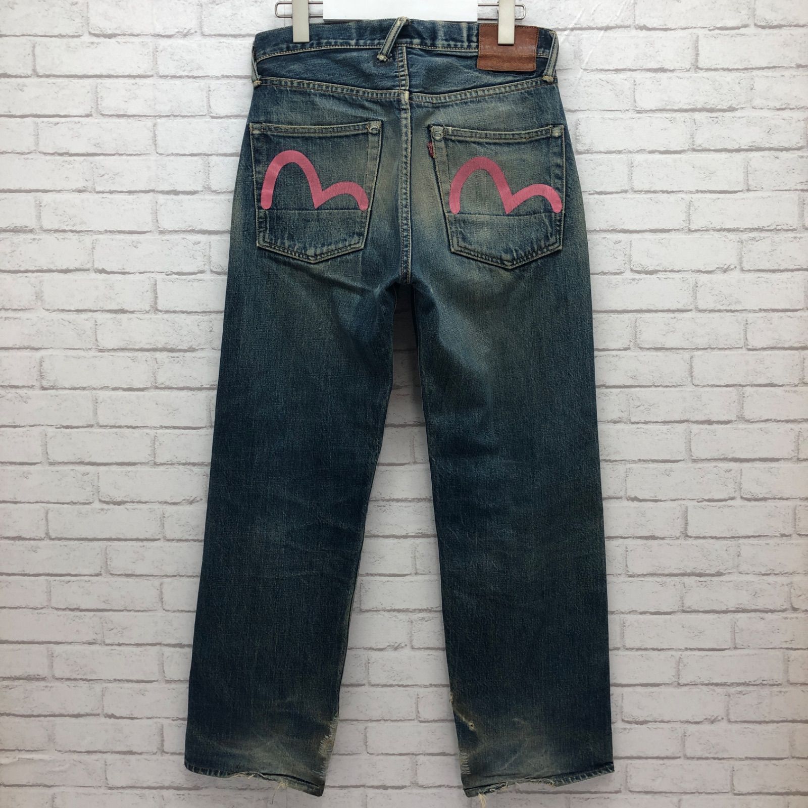 EVISU エビス 30×35 刺繍カモメ 赤耳 セルビッチ EVISU】エヴィス カモメ家紋刺繍 赤耳デニムパンツ ジーンズ 鬼
