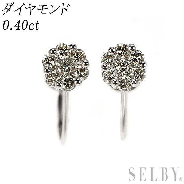 K14WG ダイヤモンド イヤリング 0.40ct フラワー