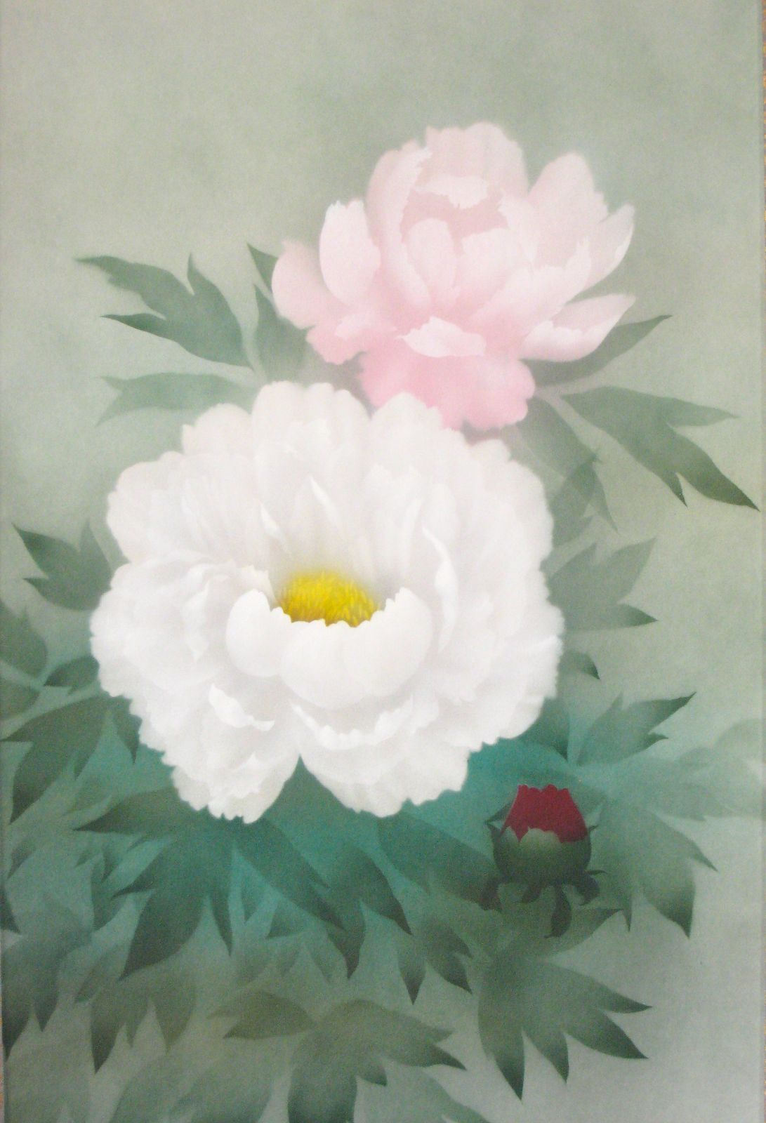 【真筆】掛け軸 掛軸　富貴花◆中川幸彦 太巻 (共箱・タトウ箱付) 美品 真筆】掛け軸 掛軸 富貴花◇中川幸彦 太巻 (共箱・タトウ箱付) 美