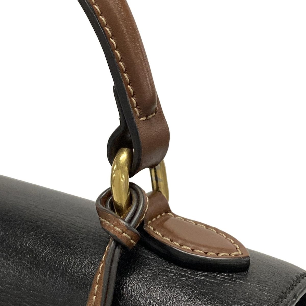 ベージュ×黒×ダークブラウン レザー