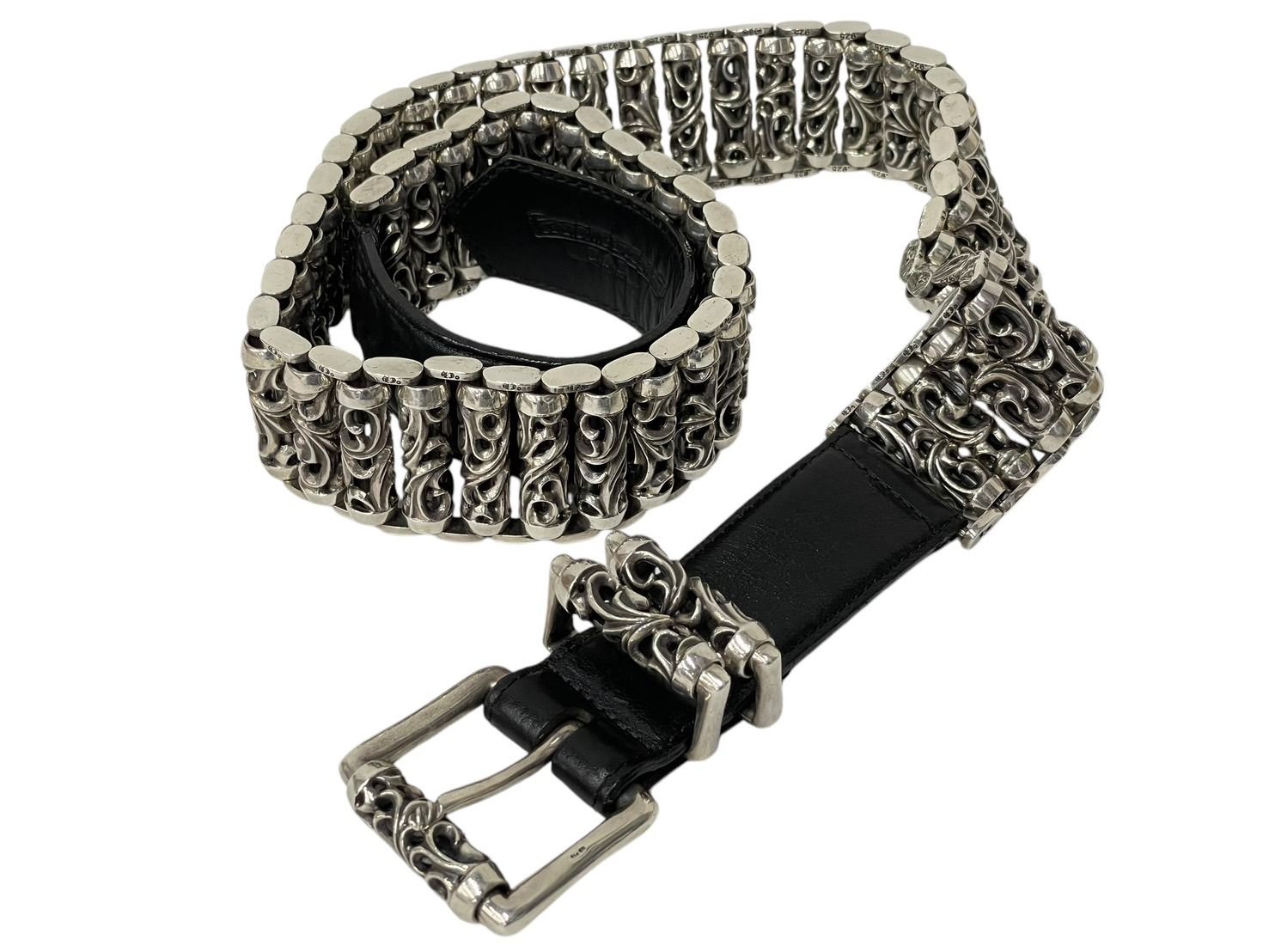 クロムハーツ　ローラー ベルト レザー ブラックW34 新品未使用 正規品 CHROME HEARTS クロムハーツ ローラーリンクベルト サイズ34
