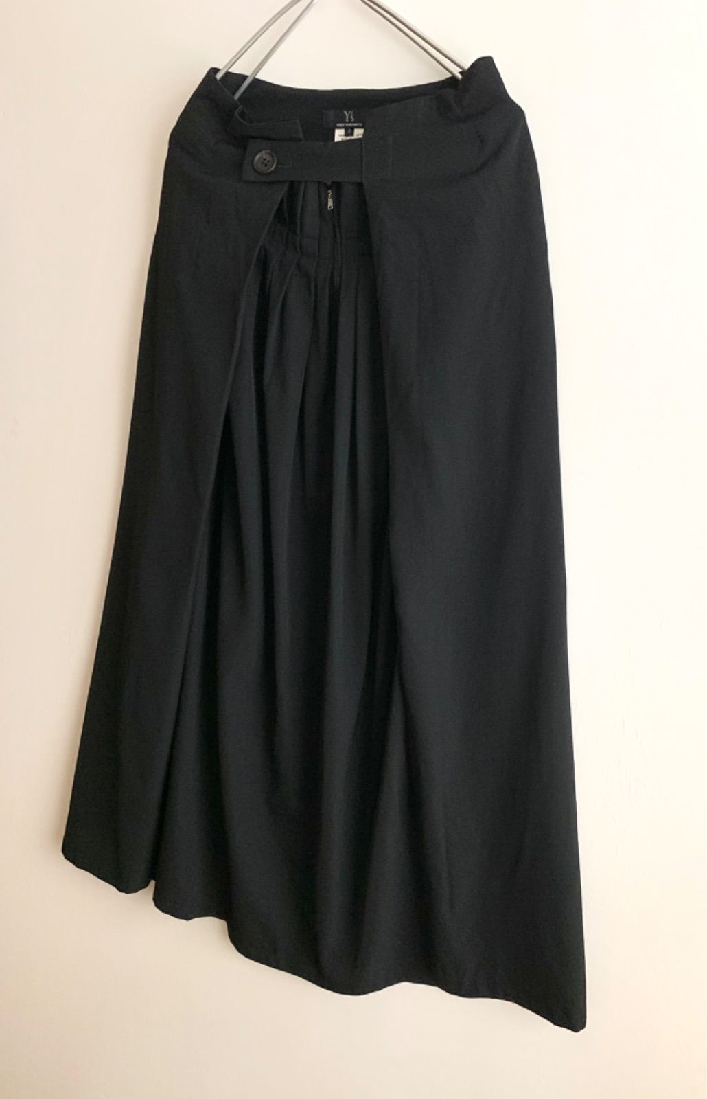 ヨウジヤマモト Y's プリーツ タック ロングスカート 3 ウール ブラック Y's yohji yamamoto ワイズ ヨウジヤマモト ウールギャバ ラップ