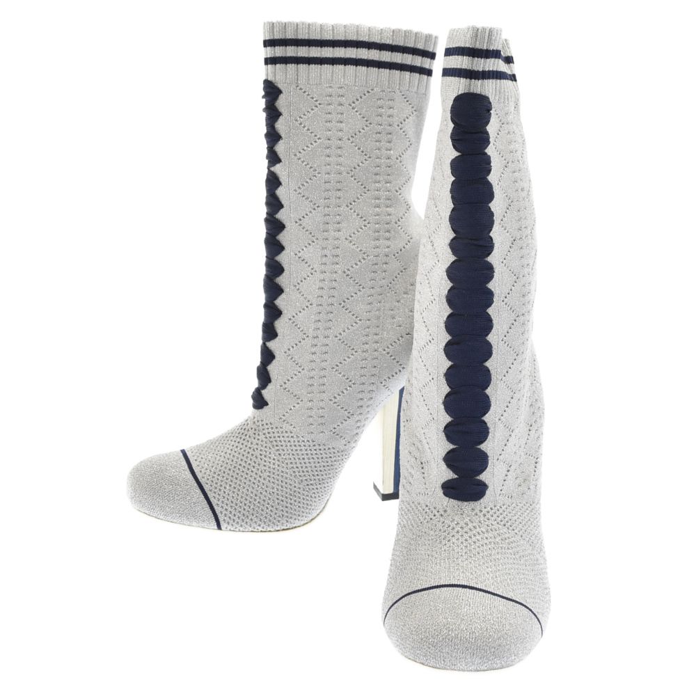 膝下編み上げロングブーツFENDI FENDI (フェンディ) LACE UP HEEL SOCKS BOOT レースアップ