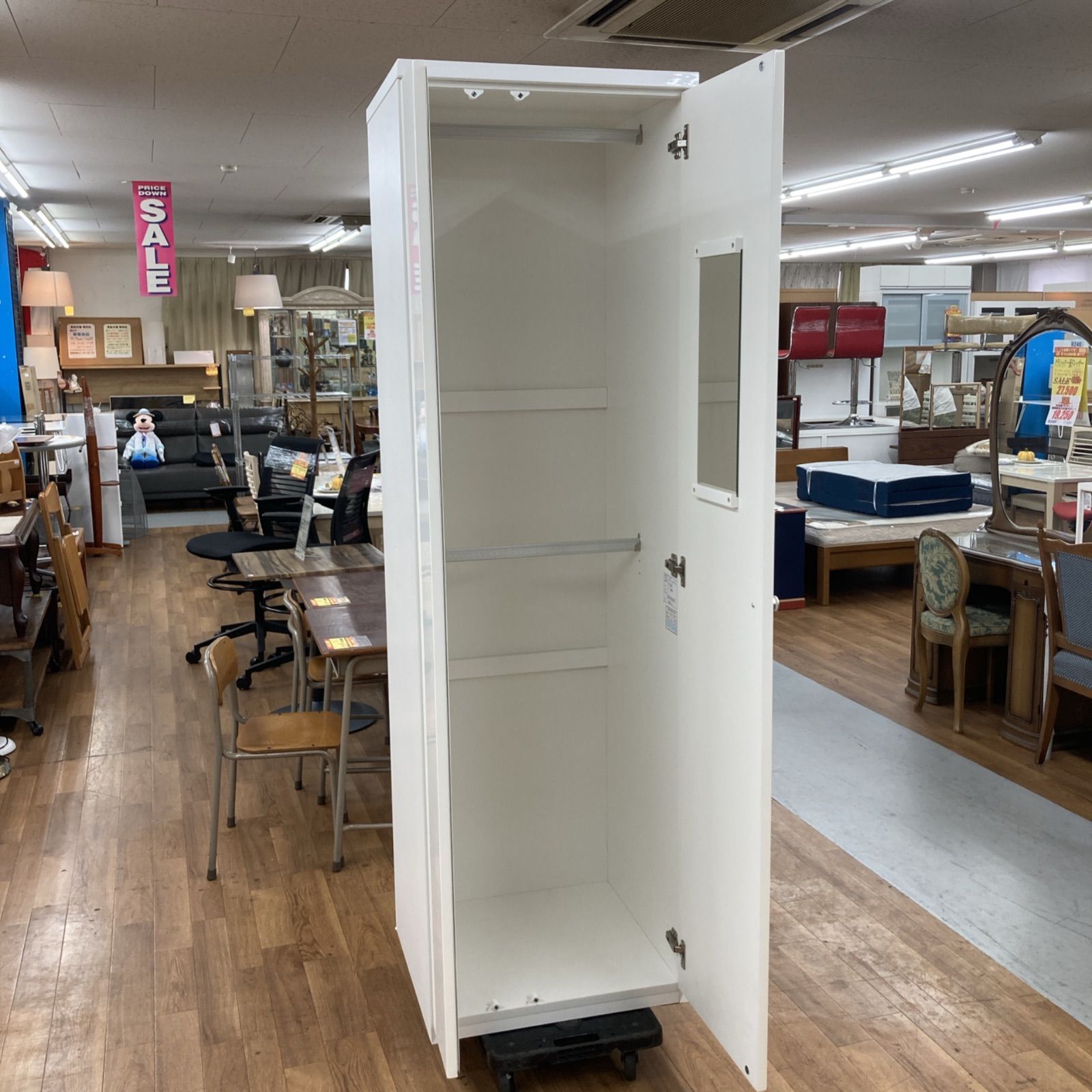 名古屋市近郊送料設置無料 S270 NITORI ニトリ ワードローブ WISH3 クローゼット スリムタイプ ホワイト 幅約59cm