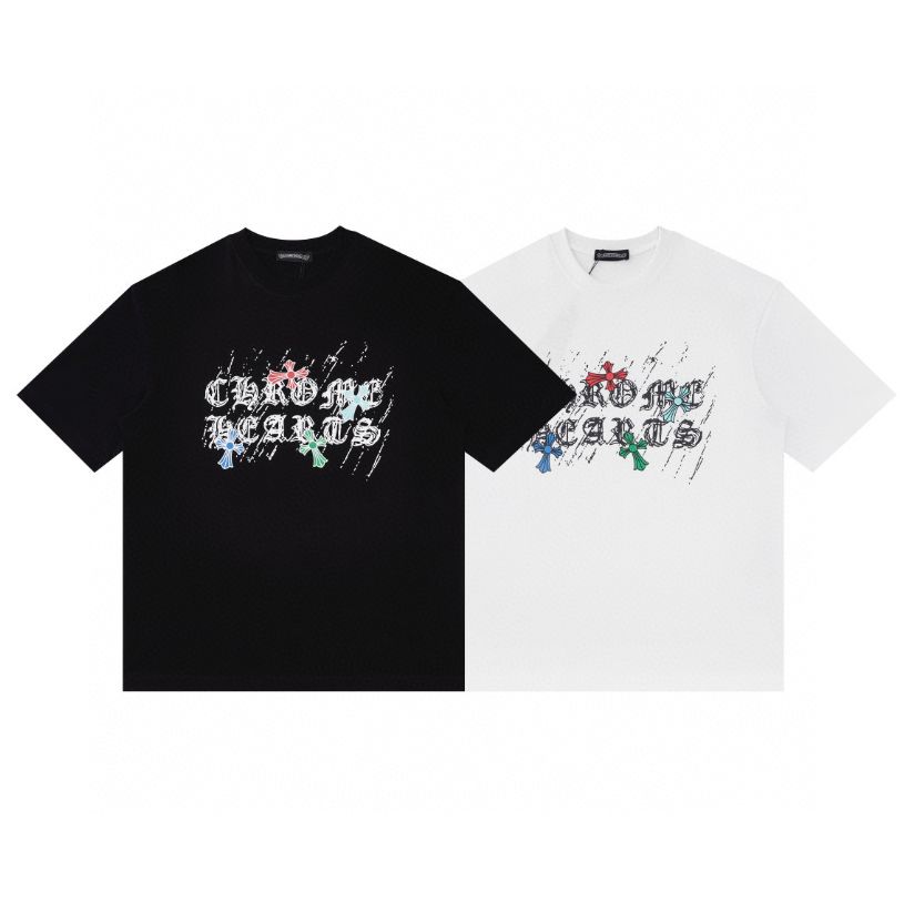 大人気 CHROME HEARTSトップス 半袖 Tシャツ 新品未使用 男女兼用 限定 ブラック、ホワイト2色選択 S/XL #W315