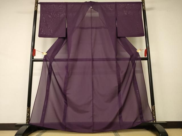 平和屋着物＊夏物 色無地 絽 似せ紫色 洗える着物 AABA9312jd