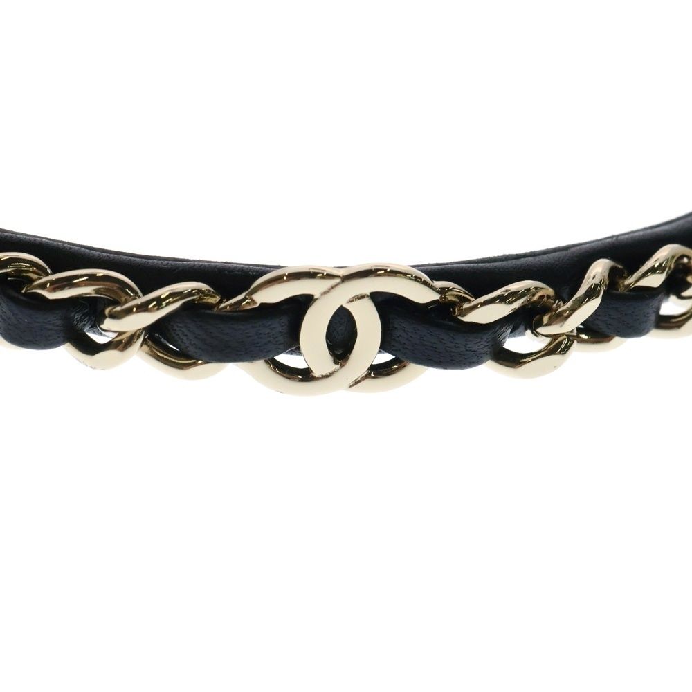 CHANEL シャネル ココマーク チェーンモチーフ カチューシャ ヘアバンド ブラック ゴールド金具 その他 その他