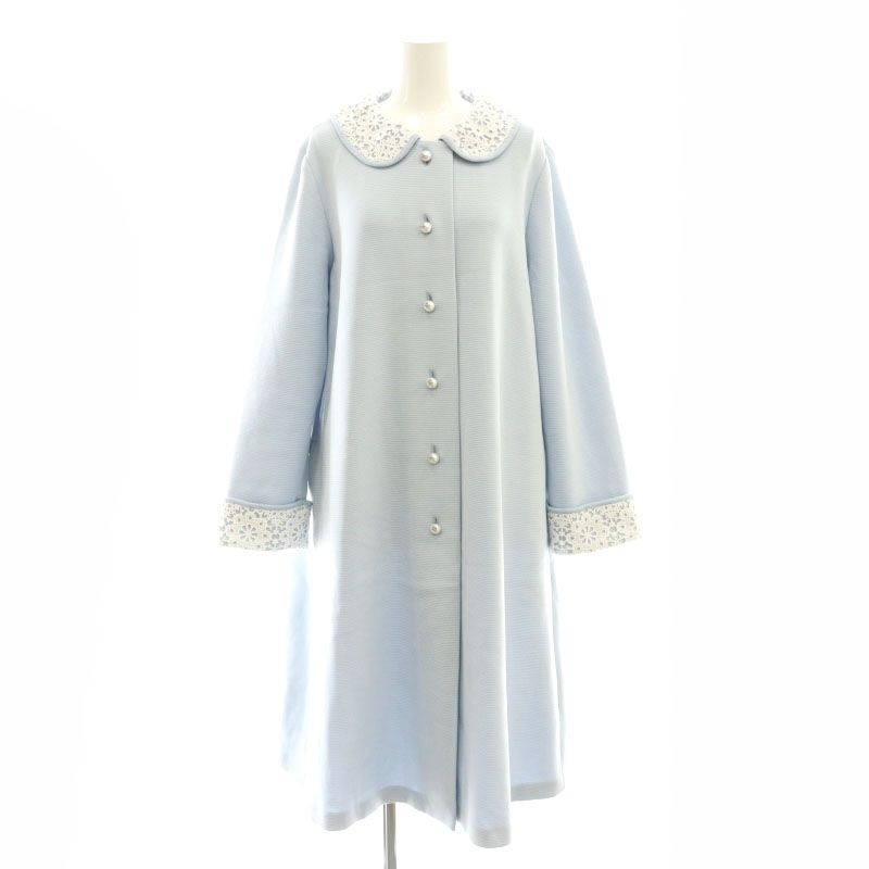 ルネ Rene Knit Coat ニットコート ラウンド レース 38 ライトブルー 6512160 |DF OS