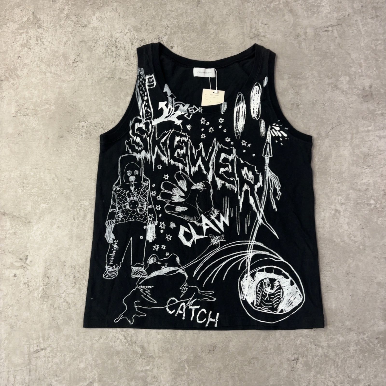 d.i.aターコイズ y2kグラフィックプリント タンクトップ WORLD WIDE LOVE! グラフィックタンクトップ ブラック サイズ1 新品