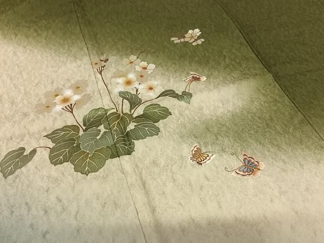 平和屋着物○訪問着 刺繍 花蝶文 暈し染め 金彩 やまと誂製 正絹 逸品  