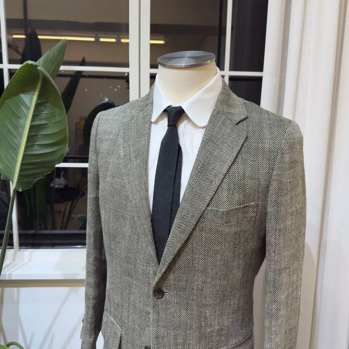 【美品】ポロラルフローレン☆ヘリンボーン　メタルボタン　シルクリネン　テーラード ポロ Ralph Lauren(ラルフローレン) ヴィンテージ リネン ウール