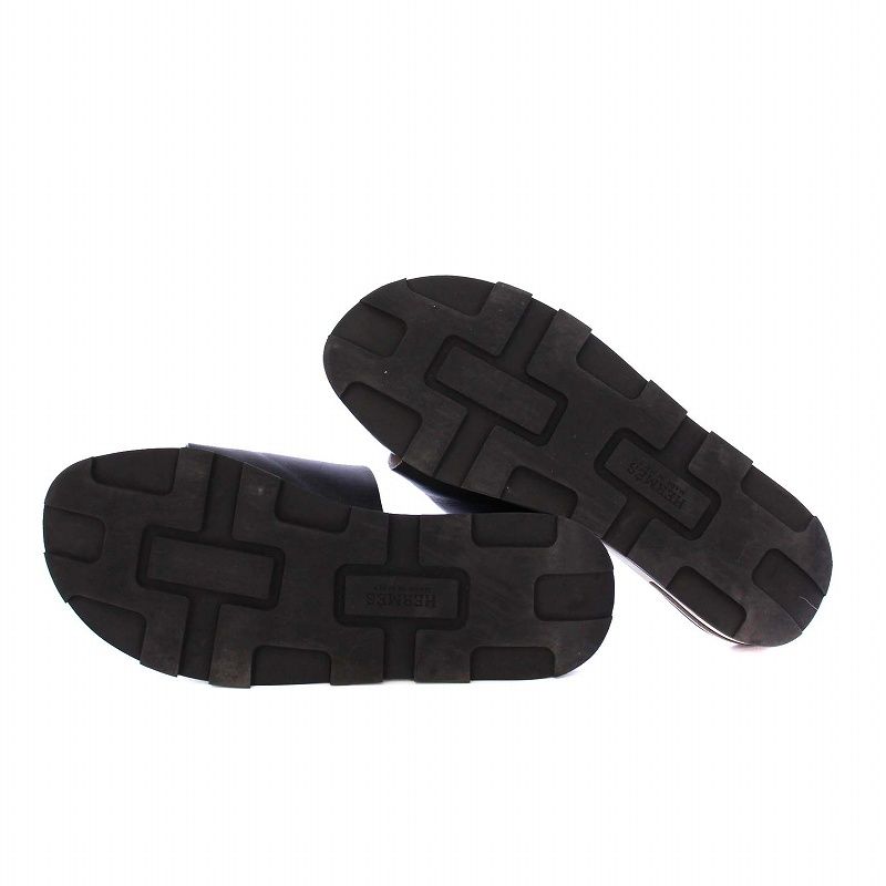 エルメス HERMES リフレックス サンダル フラット レザー 41 ブラック